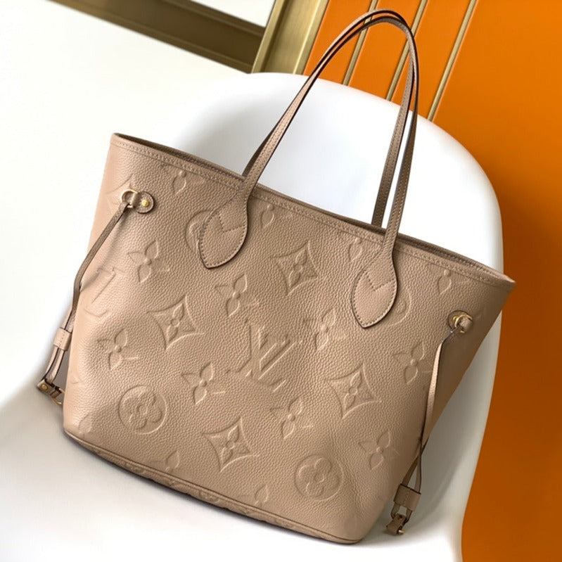 NEVERFULL MM 32 BEIGE MONOGRAM EMPREINTE LEATHER MEWJEWS